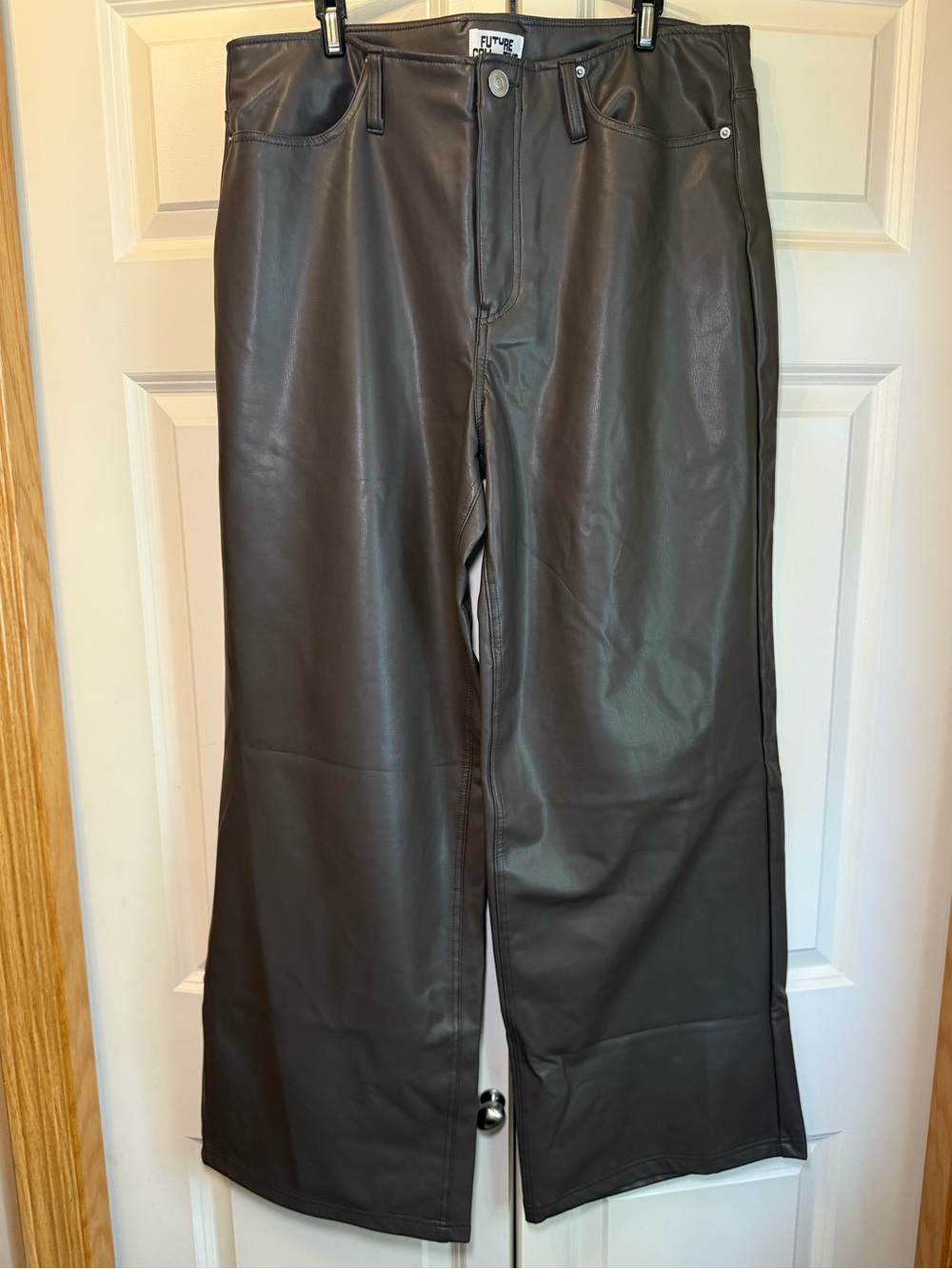Future Collective Rich Chocolate Brown Faux Leather Pants